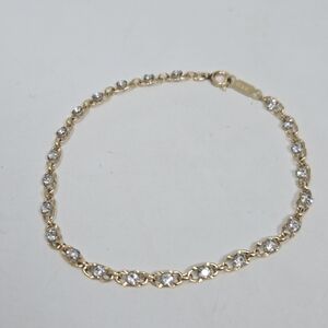 Vintage KREMENTZ Dainty Clear Rhinestone Tennis Style Gold Plated Bracelet 7"